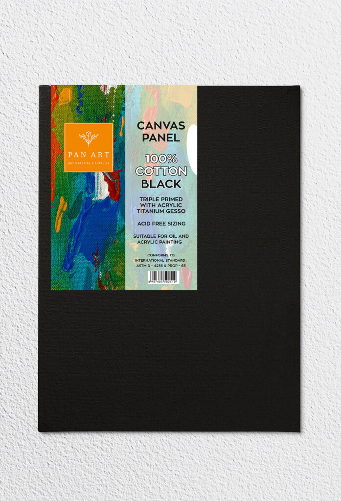 100% Cotton Black Canvas Panel – Pan Art